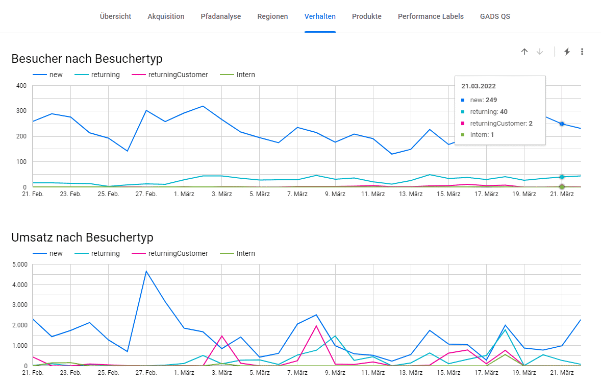 Analyse der Besucher nach Status, Gerätetyp, Netzwerk, Bildschirmgröße usw.